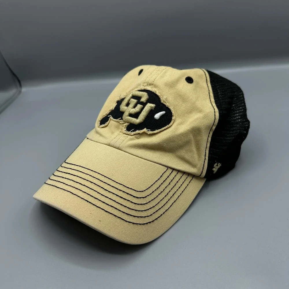 47 Brand Colorado Buffaloes CU Trucker Hat Khaki Black Stretch Fit Cap S-M
